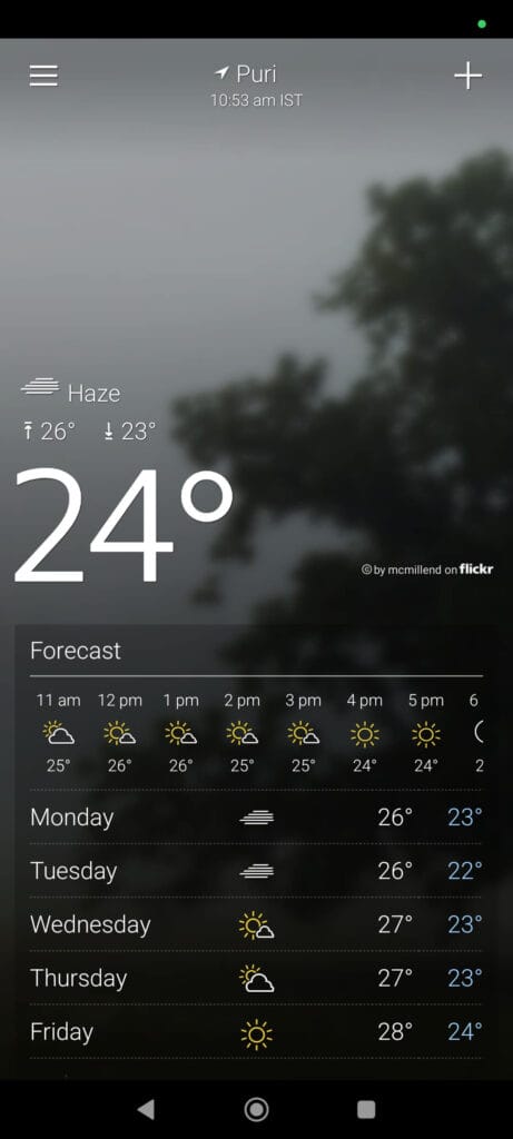 yahoo-weather-UI, Six Android Weather Apps