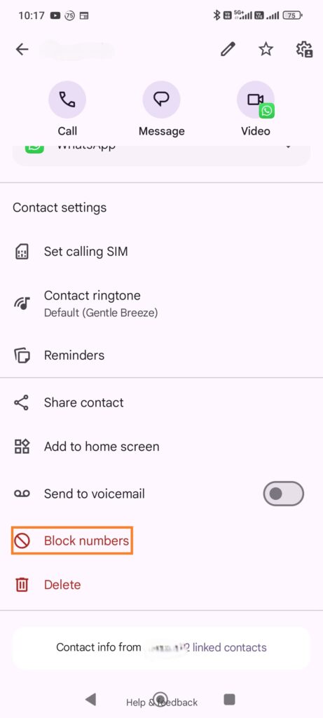 Blocking-number-in-contact-app, How to Stop Spam Calls on Android