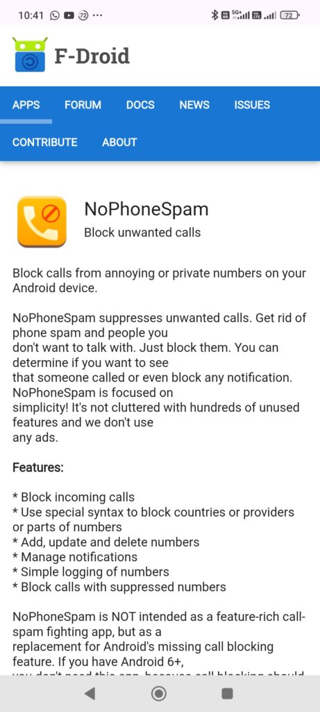NoPhoneSpam-app