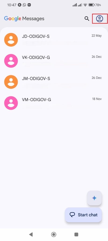 google message settings