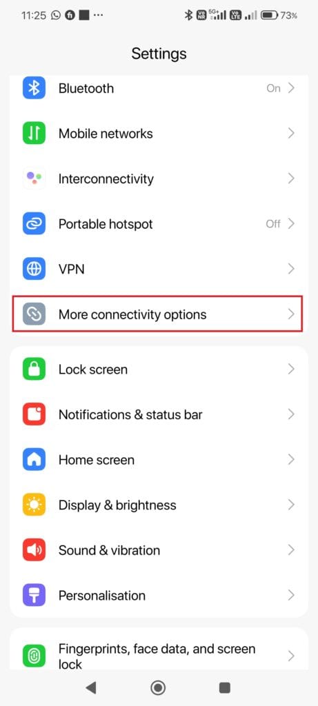 android setting page