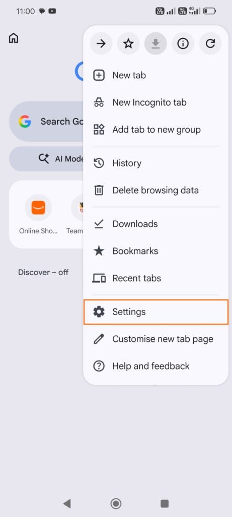 chrome settings